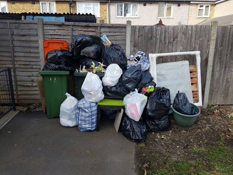 Commercial waste collection truck in Ruislip